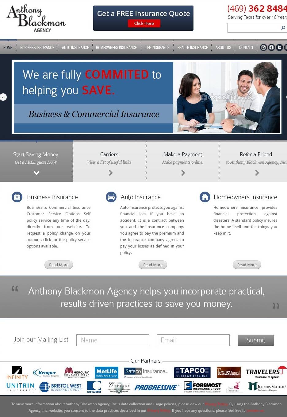 Anthony Blackmon Agency – New Website Project in Frisco, TX