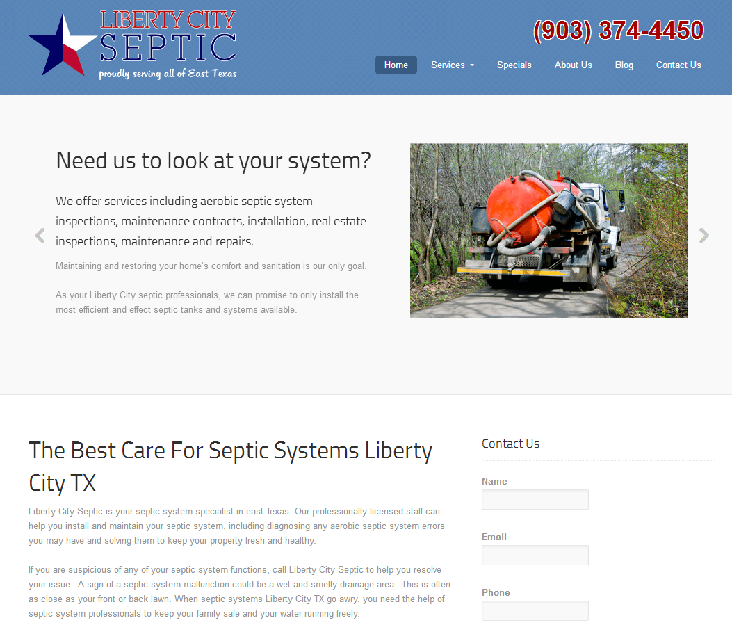 Liberty City Septic – New Website Project in Frisco, TX