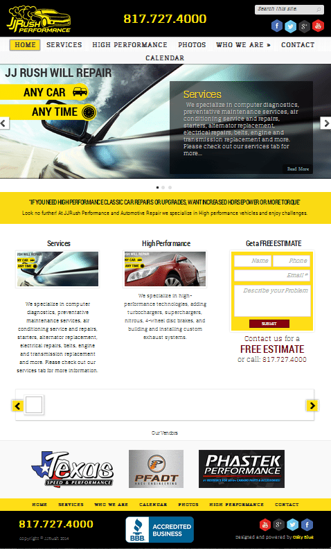 JJ Rush Performance – New Website Project in Frisco, TX