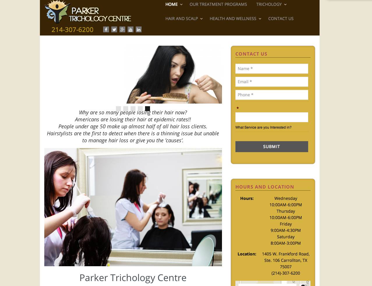 Parker Trichology Centre – New Website Project in Frisco, TX