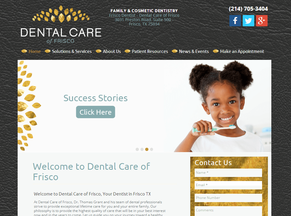 Dental Care of Frisco – New Website Project in Frisco, TX