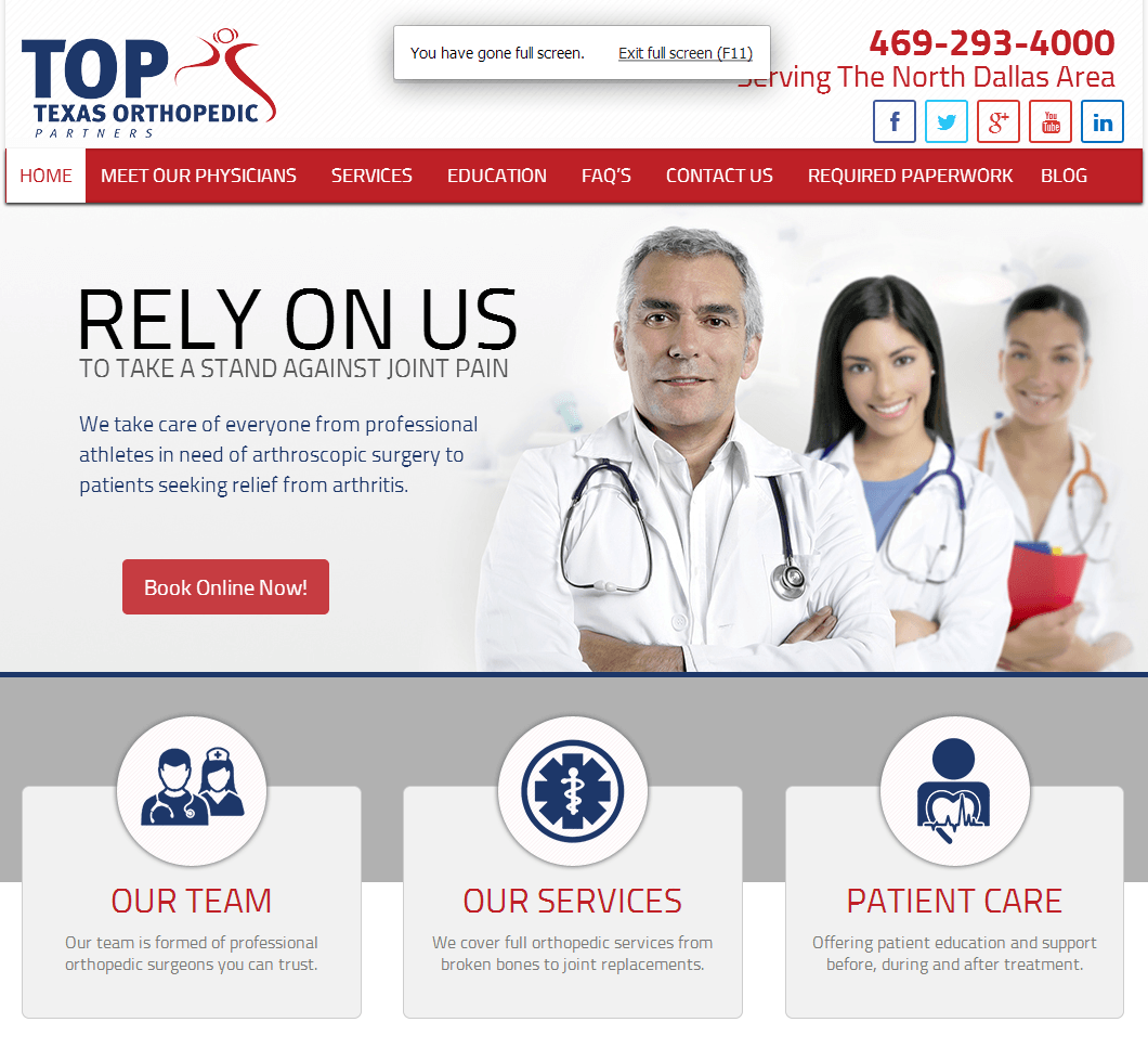 Texas Ortho Partners – New Website Project in Frisco, TX