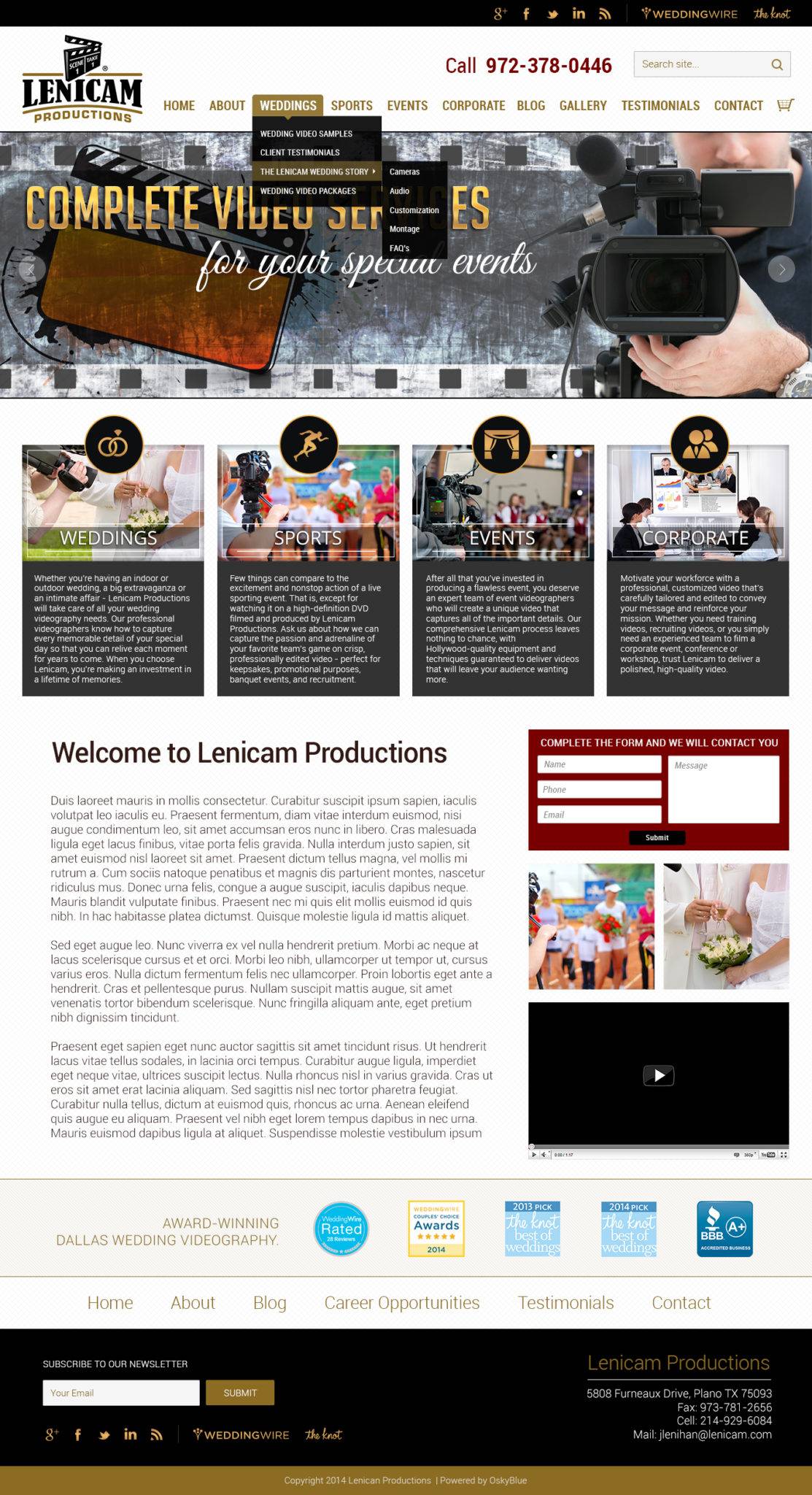 New Website Launched – Lenicam Video Productions | Wedding Photography