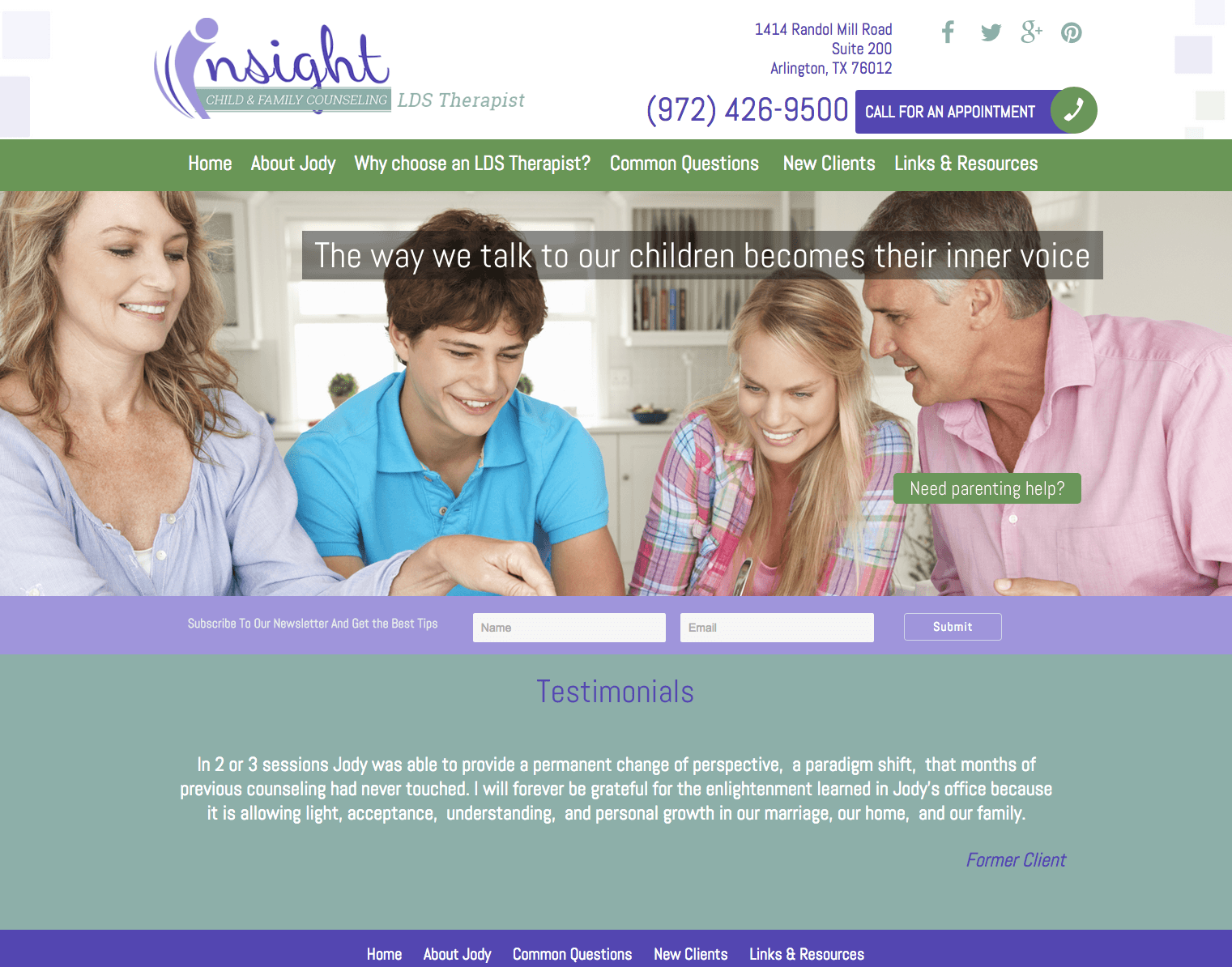 Insight Child and Family Counseling – New Website, Frisco, TX
