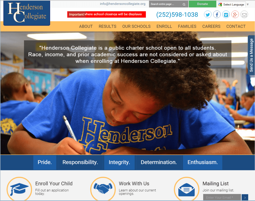 Henderson Collegiate New Website, Henderson, NC Osky Blue
