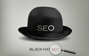 Black bowler hat with the word SEO imposed across it