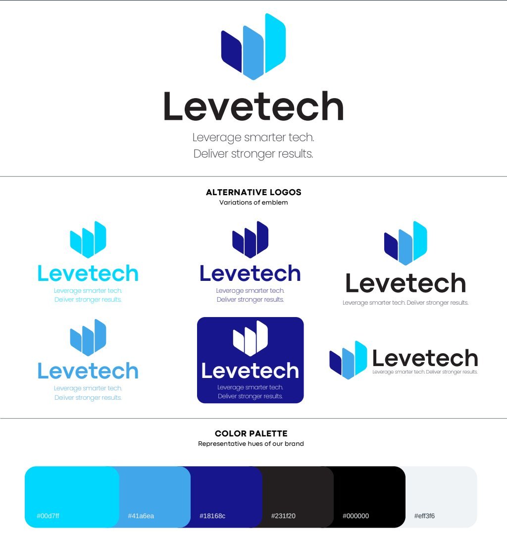 Levetech logo and alternative logo variations
