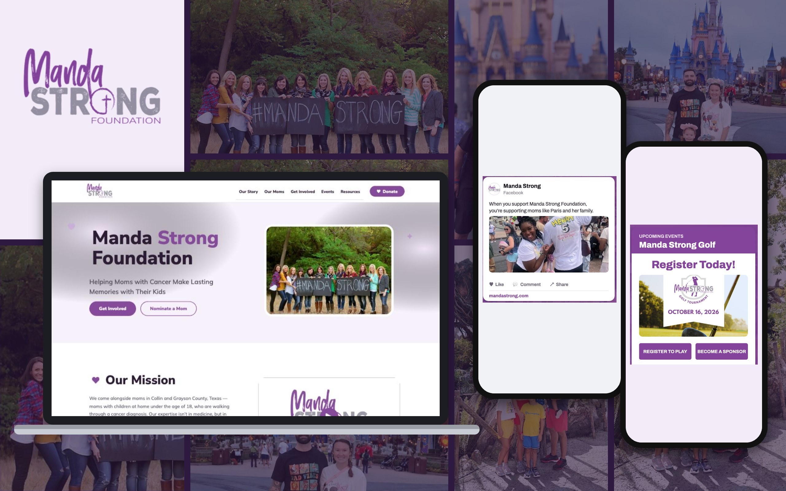 Manda Strong Foundation website, Facebook post and golf event designed by Osky Blue