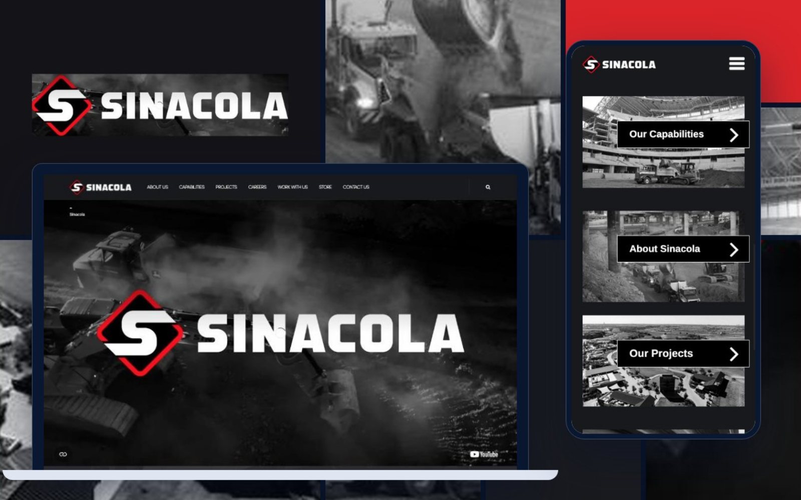 The Sinacola website on laptop and phone